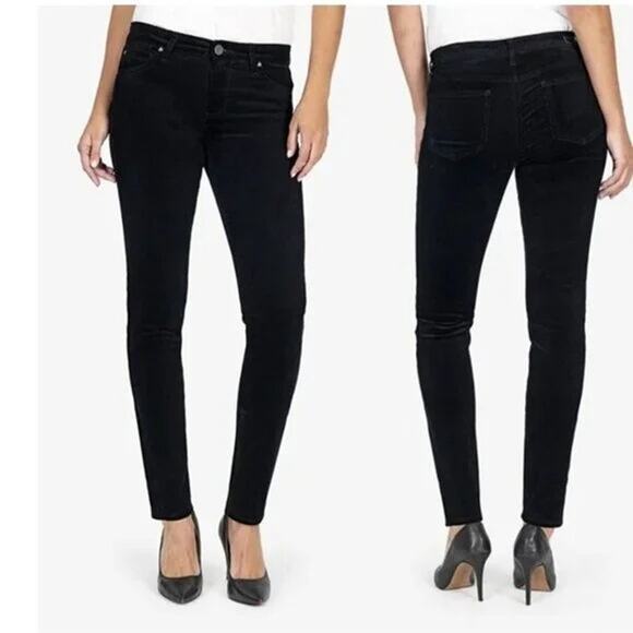 Kut from the Kloth Diana Skinny Corduroy Pants Womens 8 Black Relaxed Fit Jeans - Picture 4 of 9